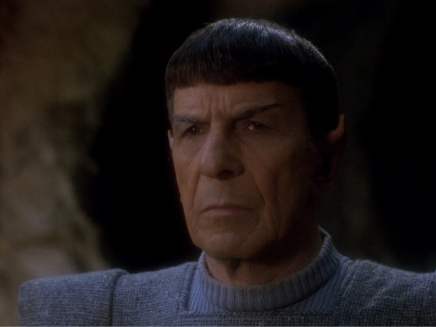 Still frame from Unification (Star Trek: The Next Generation) showing Spock.