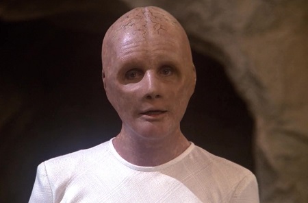 Still frame from Star Trek TNG showing an ancient alien/Progenitor.