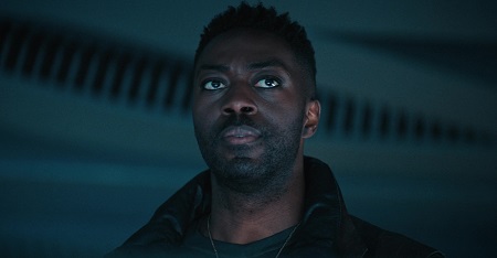 Still frame from Star Trek: Discovery showing Cleveland Booker.