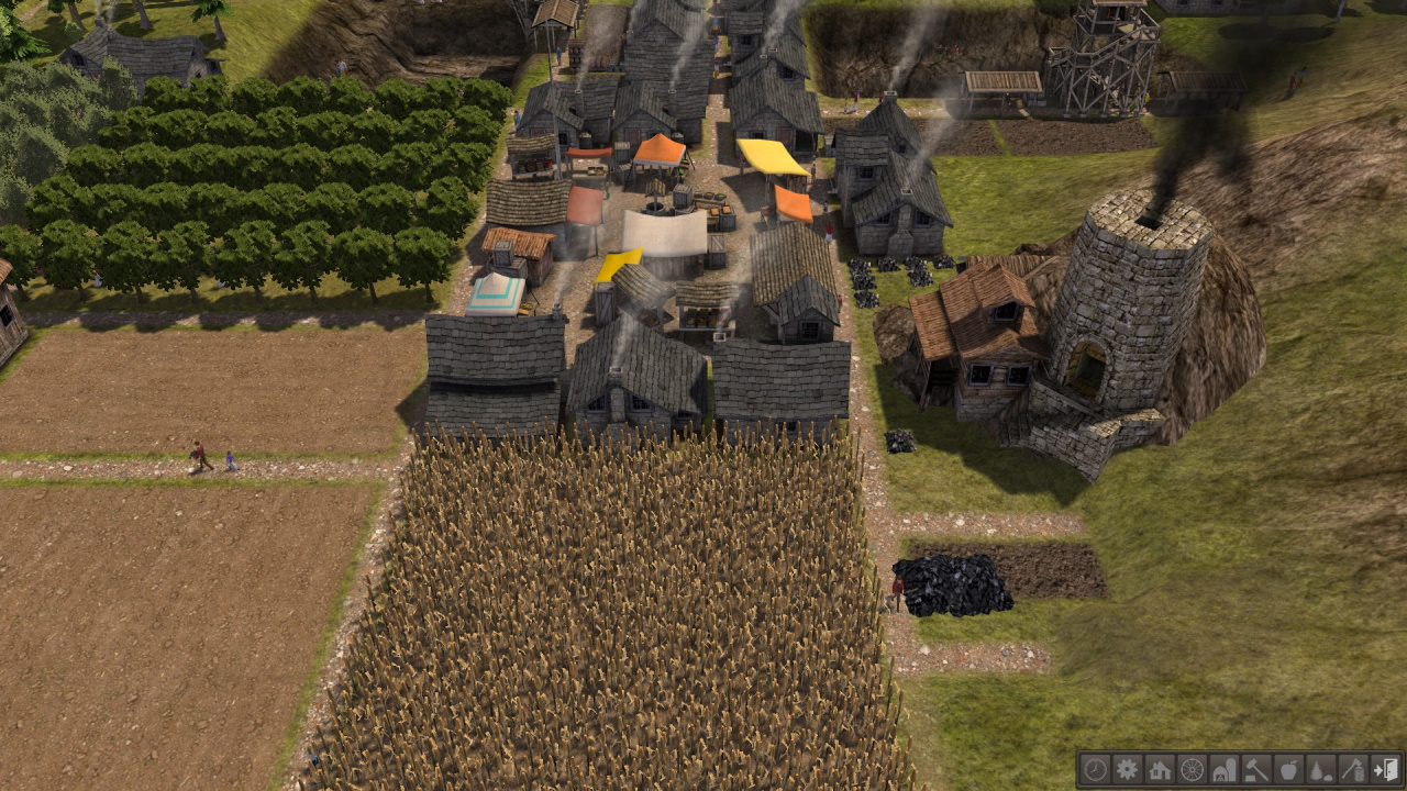 Screenshot of Banished (2014) showing a town.