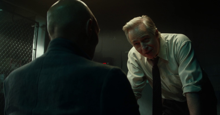 Still frame from Star Trek: Picard showing Picard and Agent Wells.