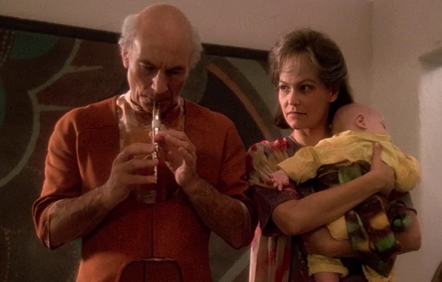 Still frame from Star Trek: The Next Generation showing the Ressikan flute.