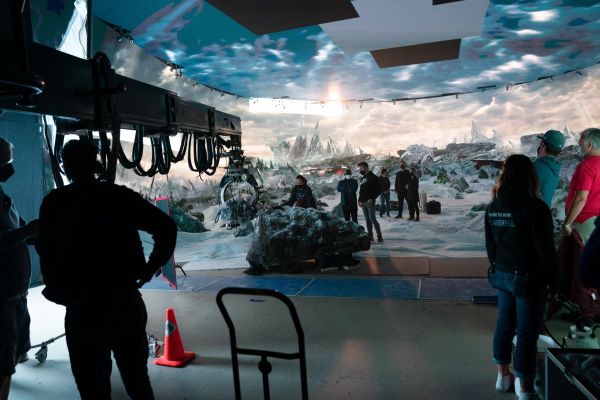 Behind-the-scenes photo from Star Trek SNW S3 showing the AR Wall