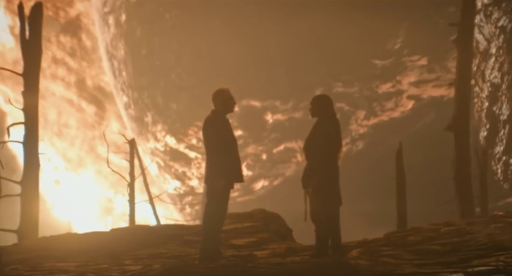 Still frame from the Discovery Season 5 trailer showing Dr Kovich and Captain Burnham.