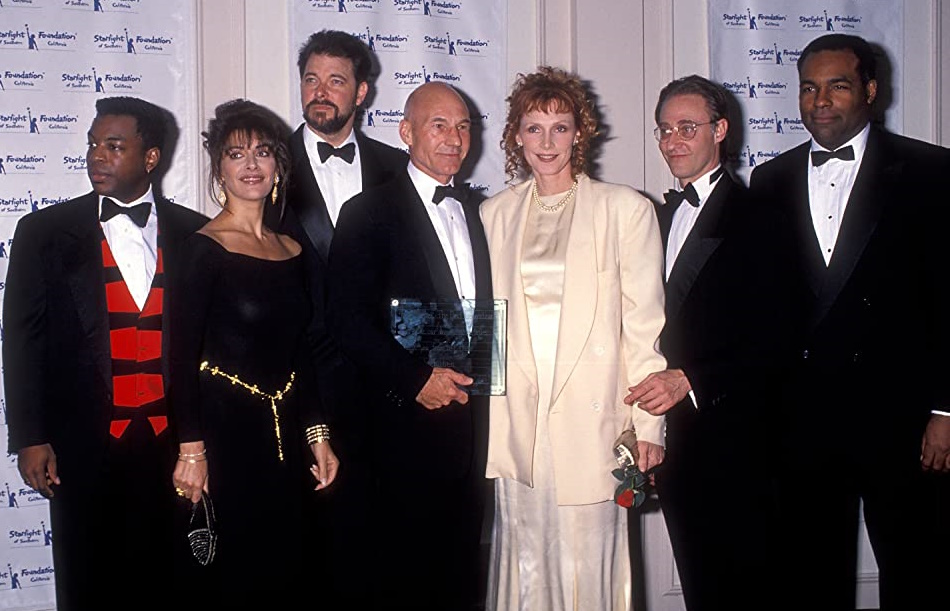 Photo of the Star Trek TNG cast at an awards show in the 1990s