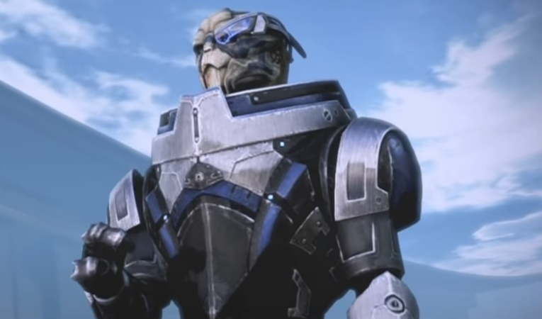 Screenshot of Mass Effect 3 showing Garrus on the Citadel.