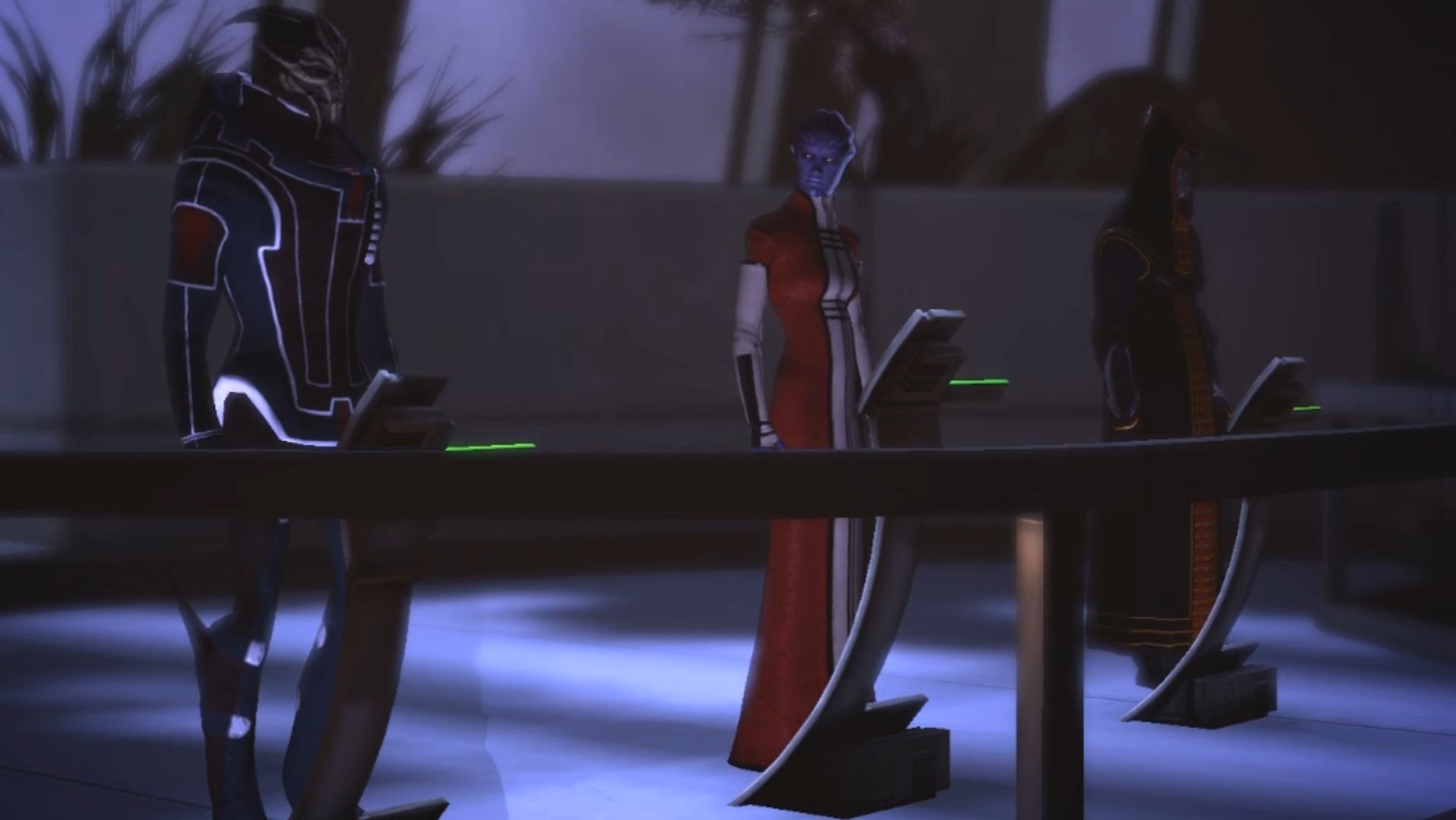 Screenshot of Mass Effect 1 showing the Council.