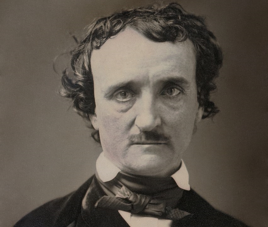A restored 1849 daguerrotype of Edgar Allan Poe.