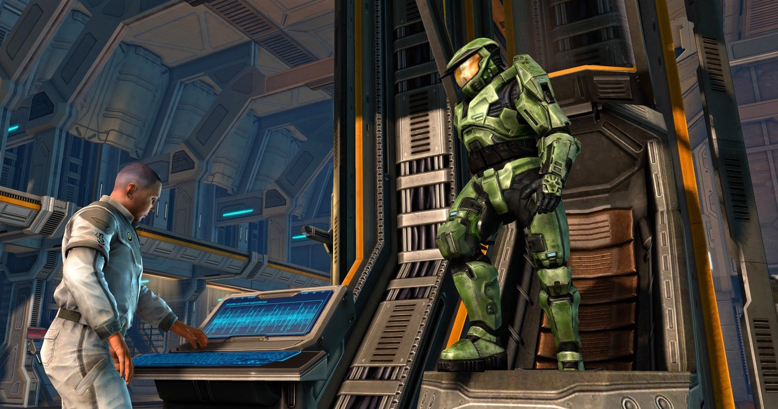 Promo screenshot of Halo: The Master Chief Collection showing the beginning of the first game.