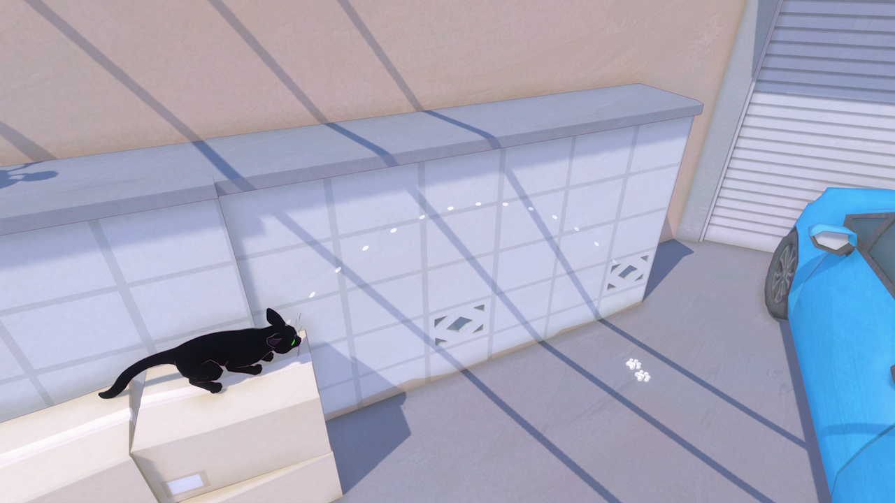 Screenshot of Little Kitty, Big City (2024) showing a jump preview line.