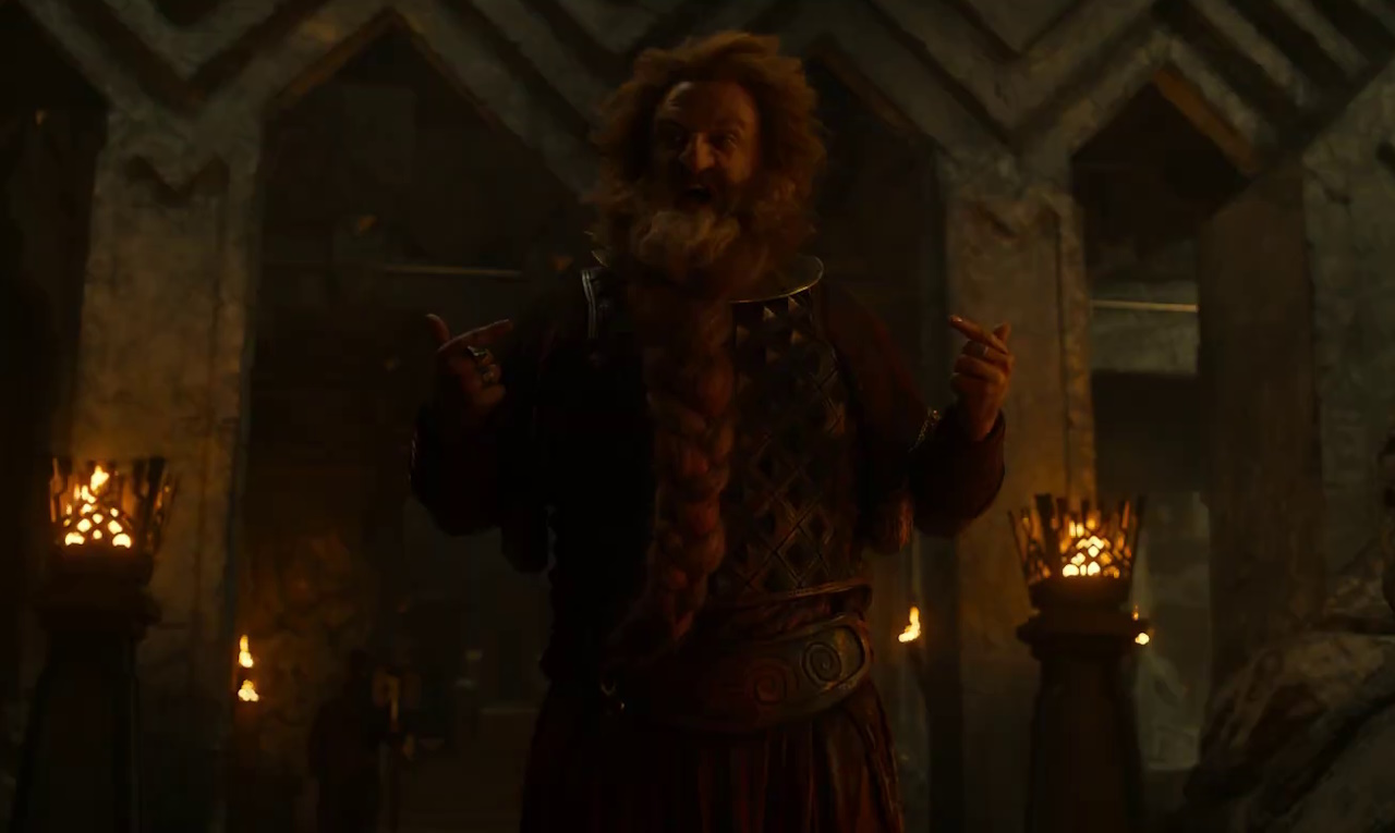 Still frame from The Rings of Power Season 2 trailer showing Durin.