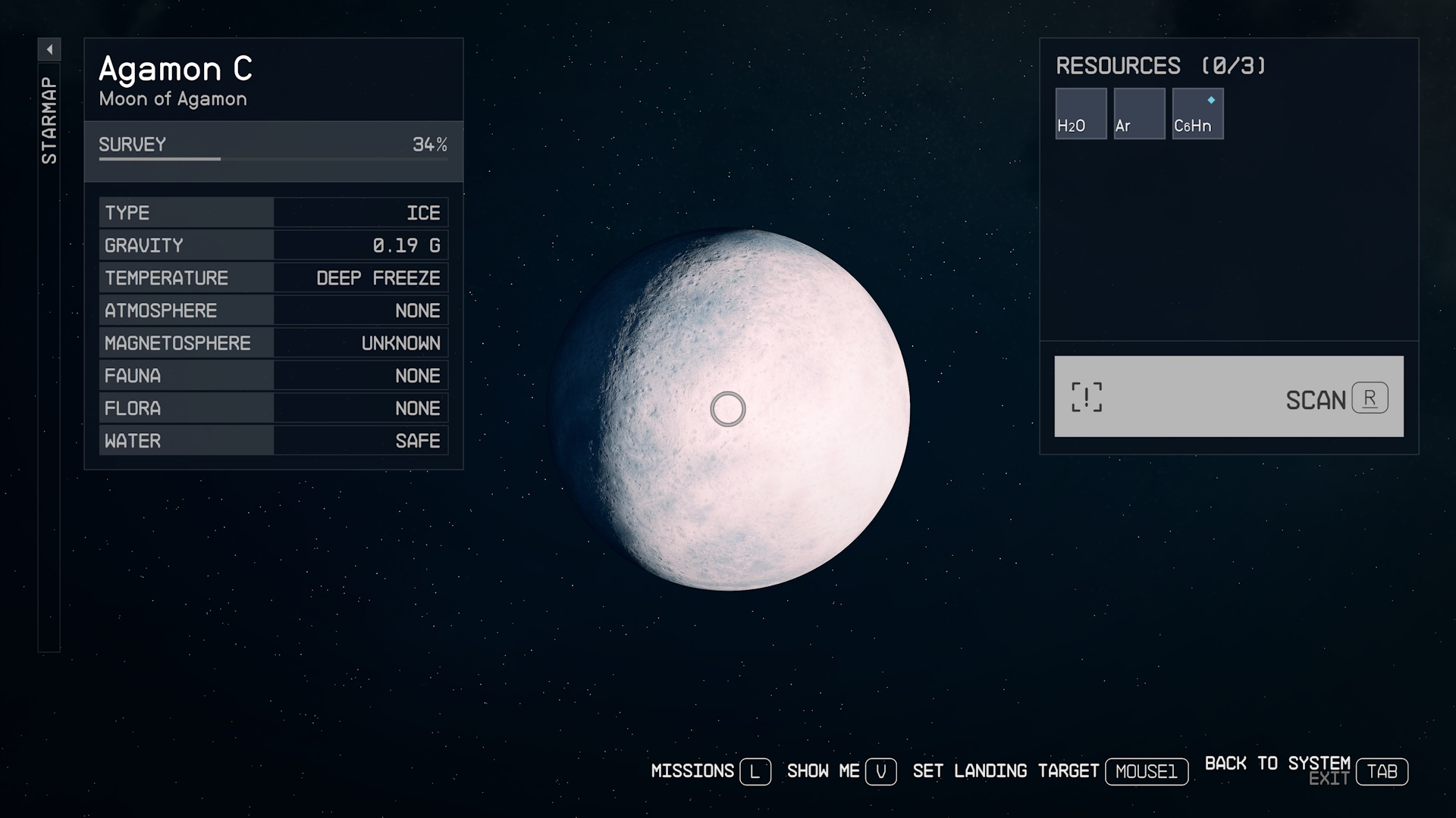 Screenshot of Starfield (2023) showing the starmap.