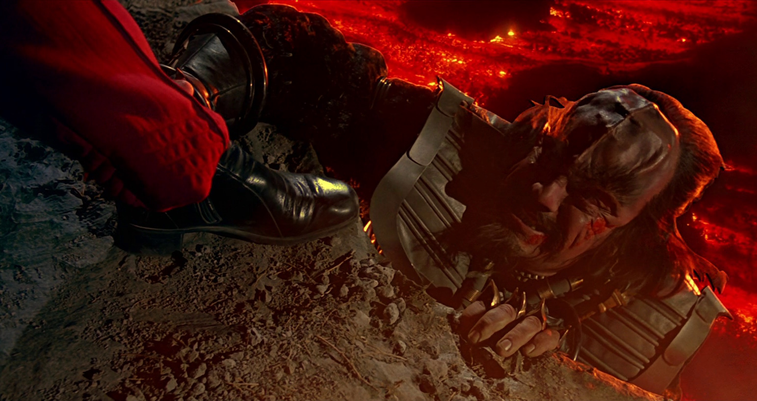 Still frame from Star Trek III: The Search for Spock (1984) showing Kruge's final moments.