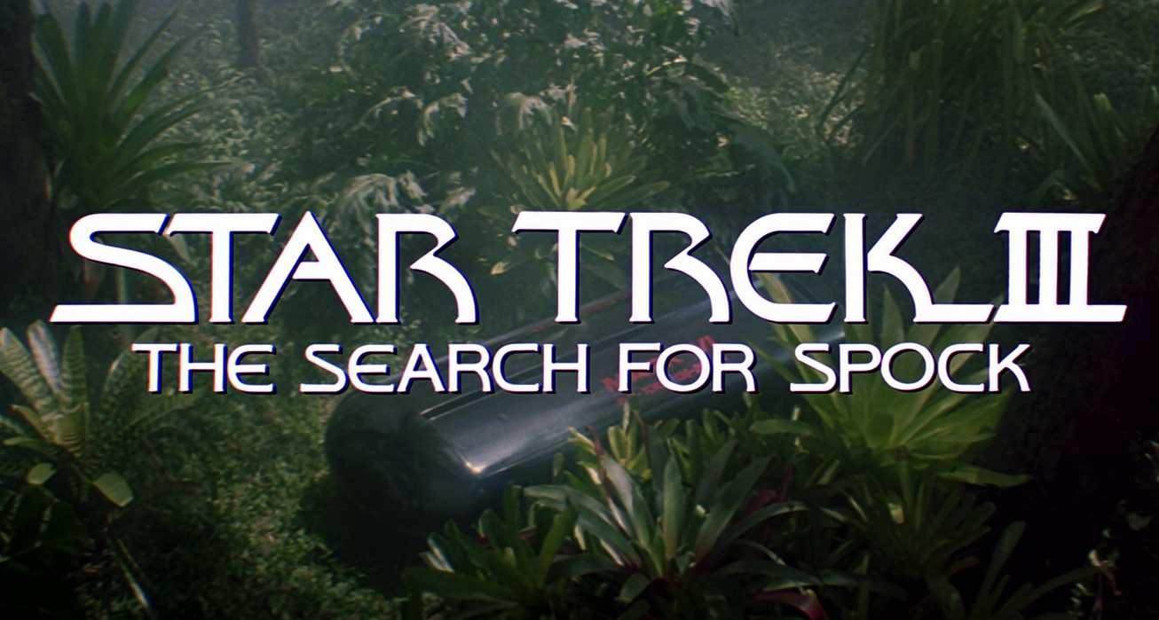 Still frame from Star Trek III: The Search for Spock (1984) showing the film's opening title.