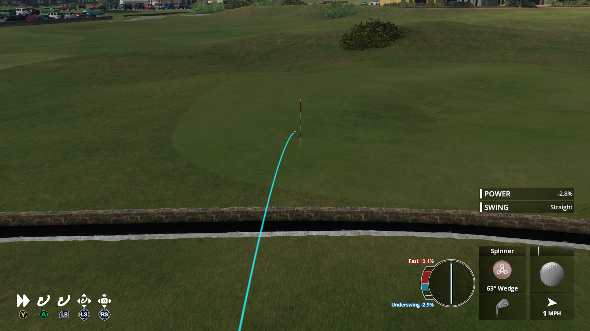 Screenshot of EA Sports PGA Tour (2023) showing a golf ball making its way to the hole.
