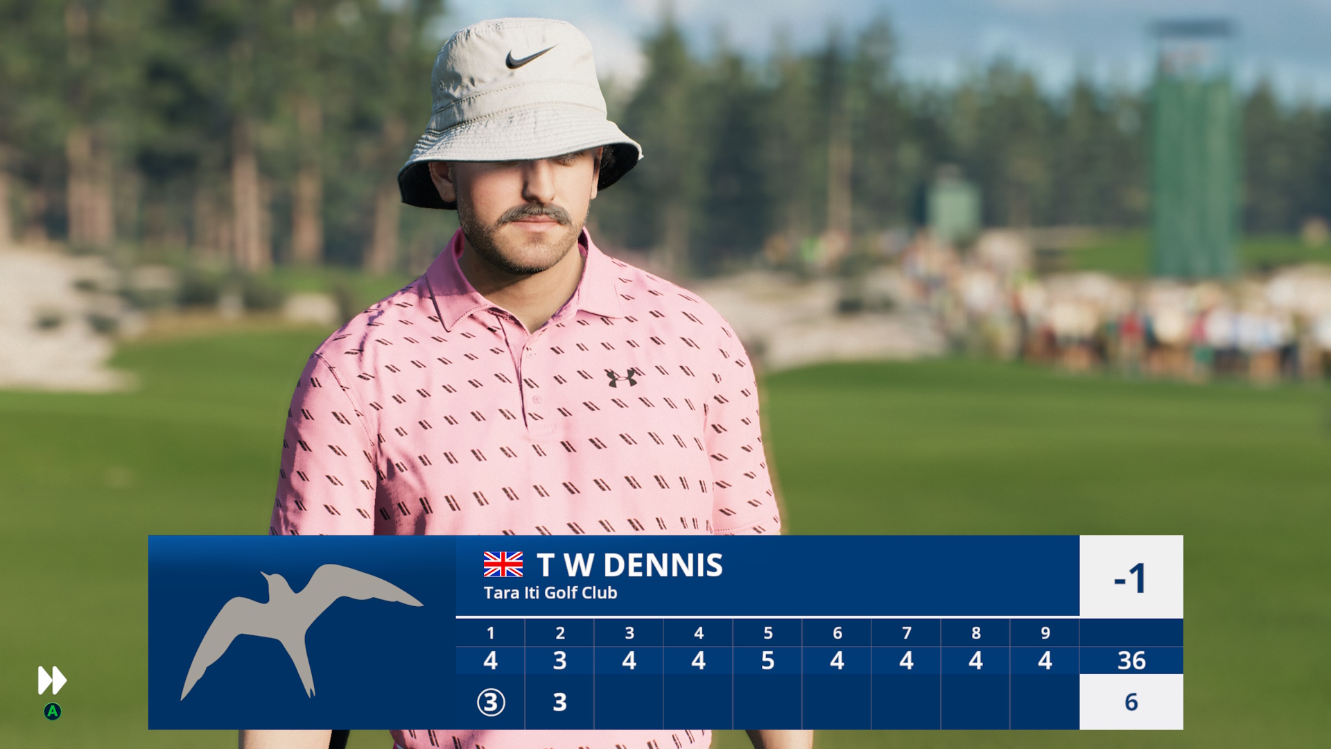 Screenshot of EA Sports PGA Tour (2023) showing a close-up of the player character.