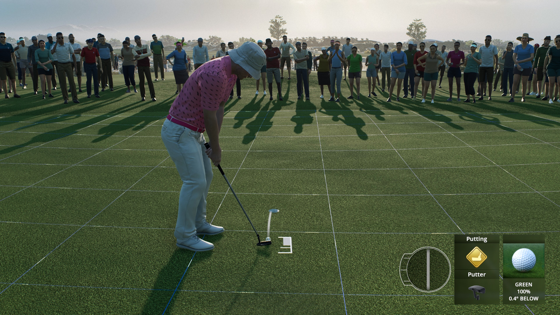 Screenshot of PGA Tour showing a golfer putting the ball.