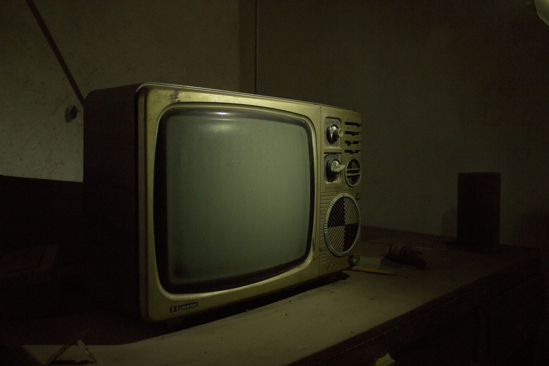 A dusty CRT television set.