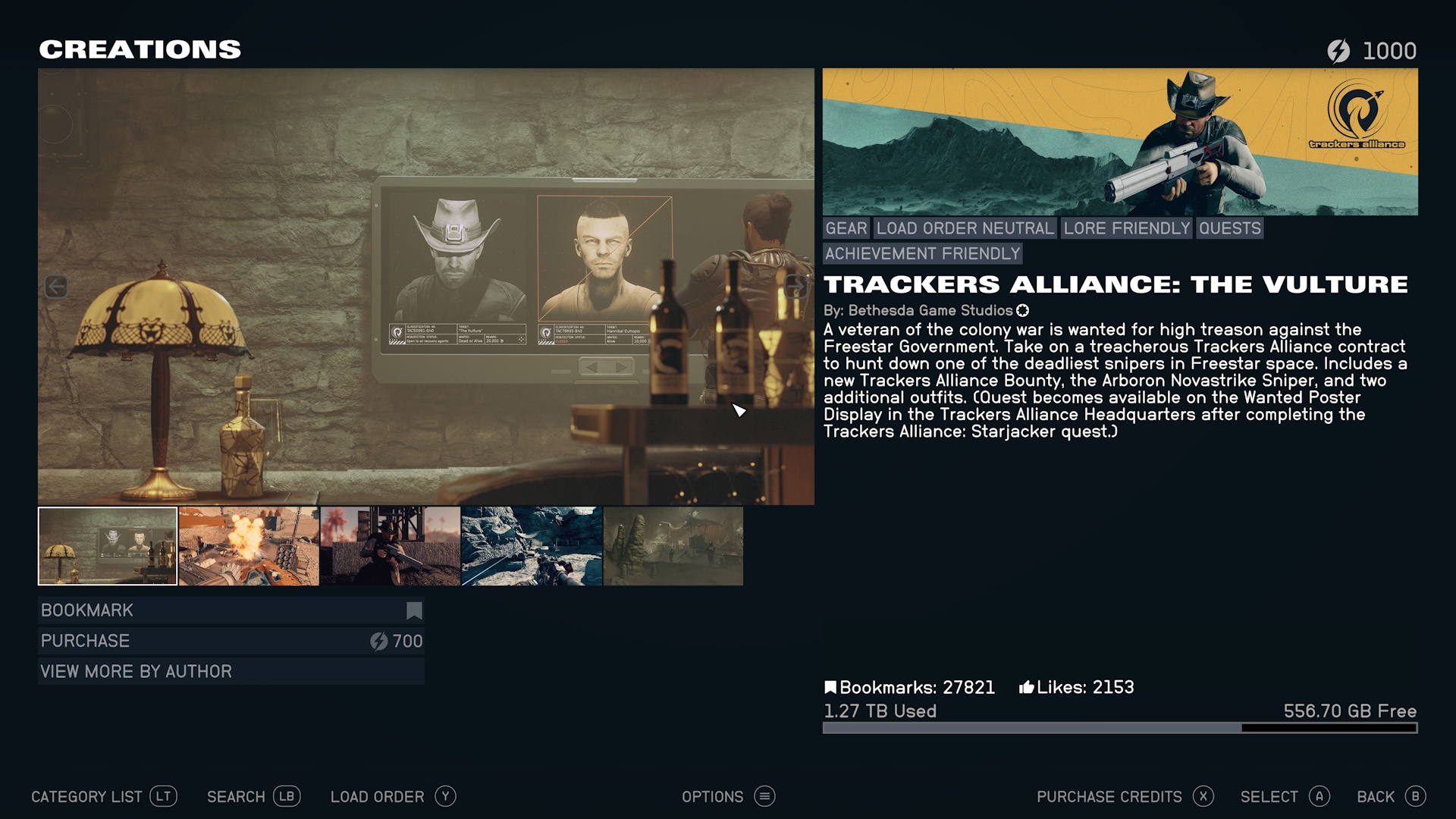 Screenshot of Starfield's microtransaction marketplace.