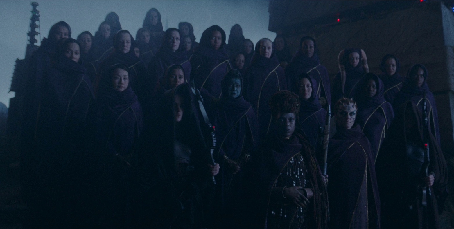 Still frame from Star Wars: The Acolyte showing the Force-witches.