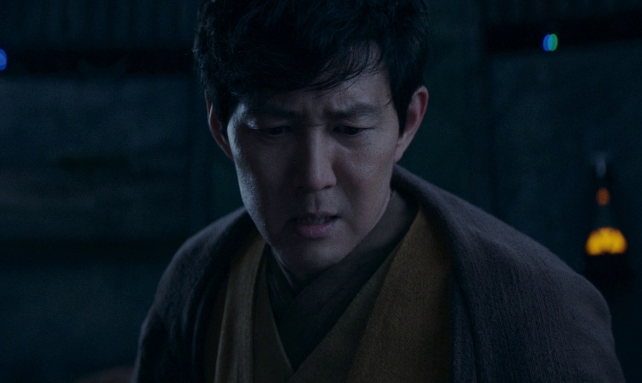 Still frame from Star Wars: The Acolyte showing Master Sol in a flashback.