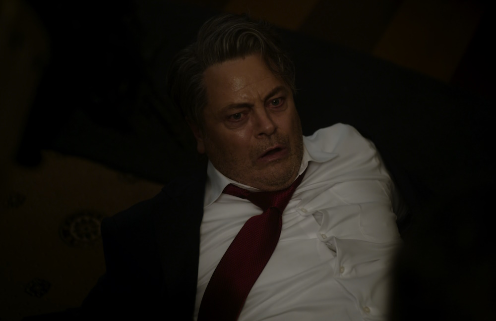 Still frame from Civil War (2024) showing the deposed President of the United States.