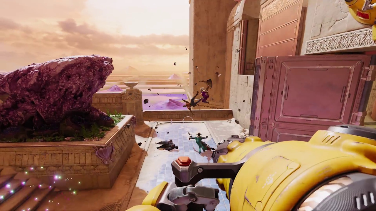 Still frame from the release trailer for Concord (2024) showing gameplay.