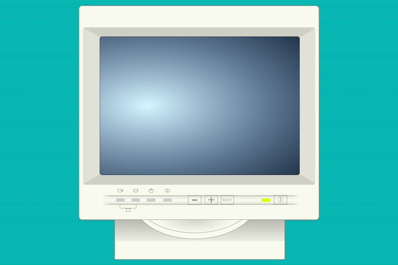 An illustration of a beige CRT computer monitor.