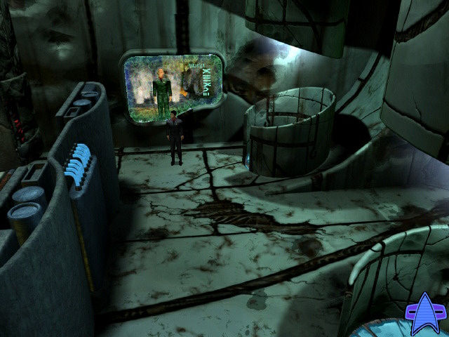 Screenshot of Star Trek: Hidden Evil (1999) showing the player character in an explorable area.