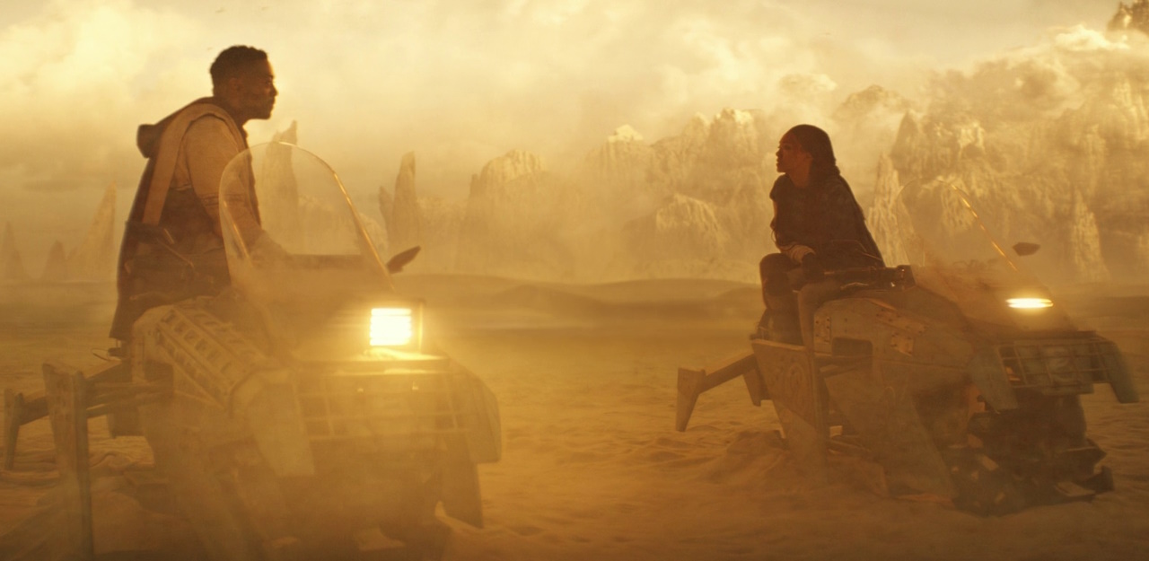 Still frame from Star Trek: Discovery Season 5 (2024) showing Booker and Burnham.