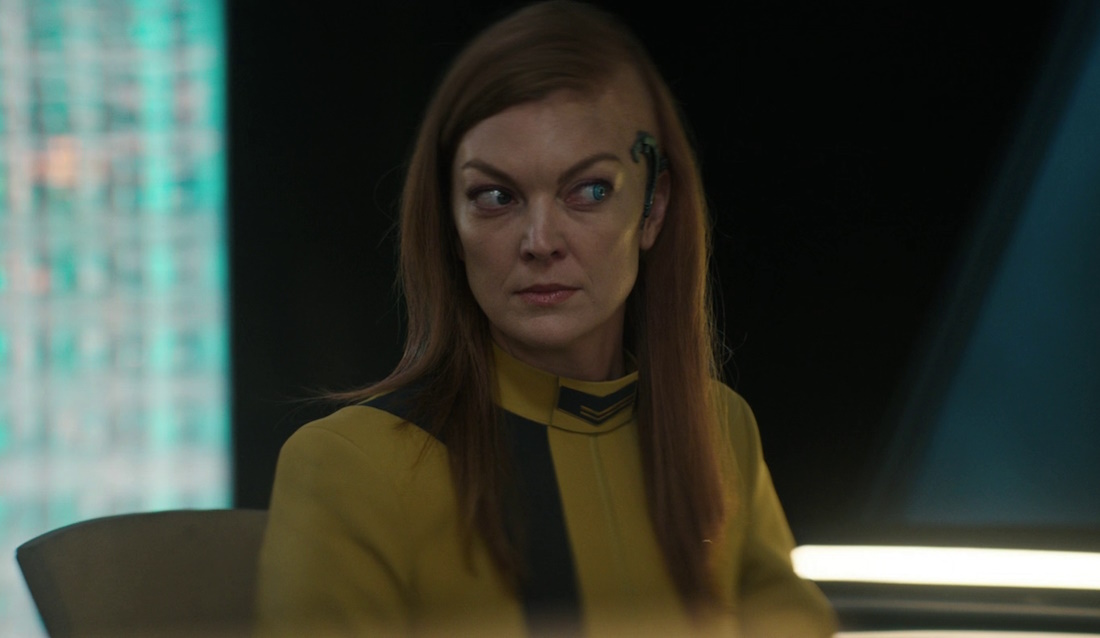 Still frame from Star Trek: Discovery Season 5 (2024) showing Detmer.
