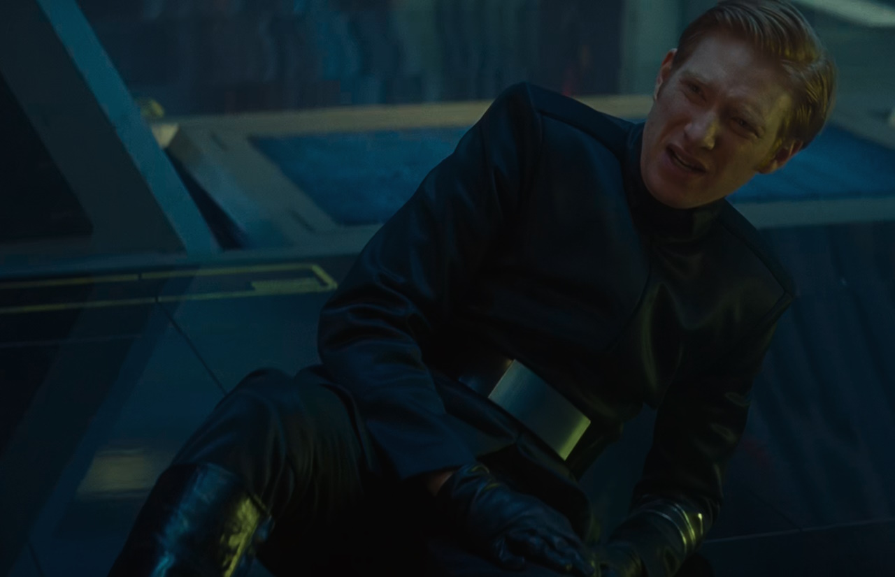 Still frame from The Rise of Skywalker (2019) showing General Hux wounded.