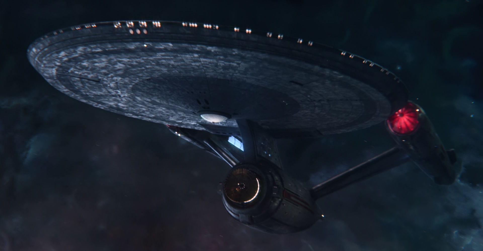 Still frame from Strange New Worlds Season 2 showing the USS Enterprise.