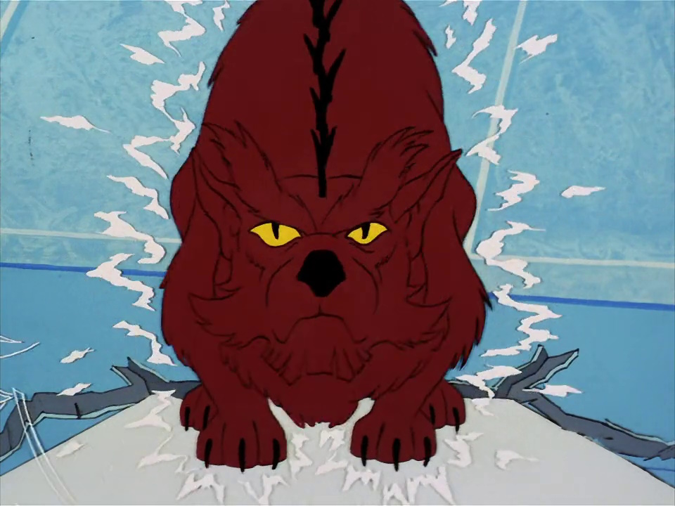Still frame from Star Trek: The Animated Series Season 2 (1974) showing a Capellan power-cat.