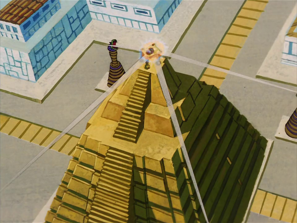Still frame from Star Trek: The Animated Series Season 2 (1974) showing a pyramid.