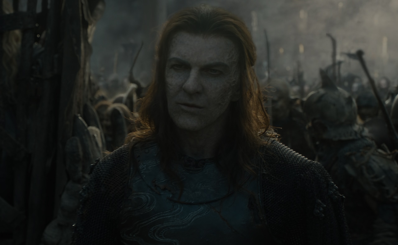 Still frame from The Lord of the Rings: The Rings of Power Season 2 (2024) showing Adar.