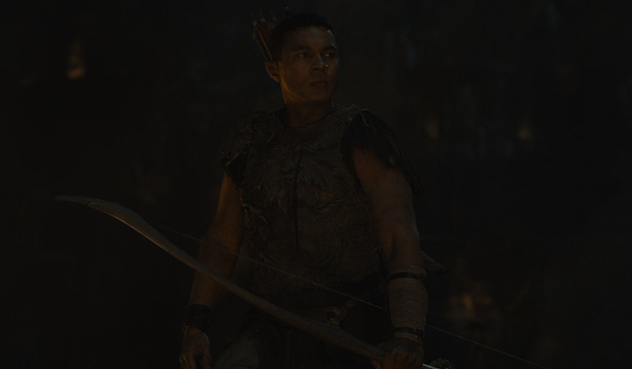 Still frame from The Lord of the Rings: The Rings of Power Season 2 (2024) showing the elf Arondir.