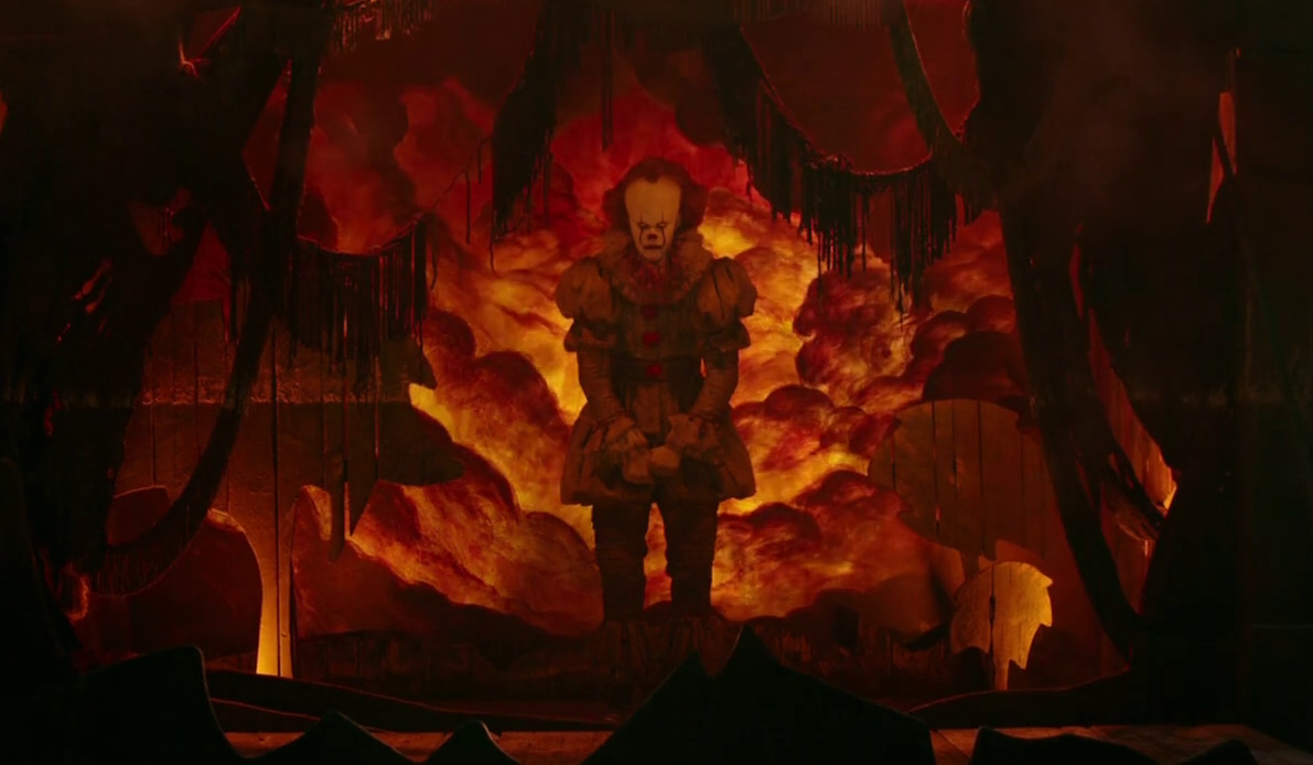 Still frame from It (2017) showing Pennywise.