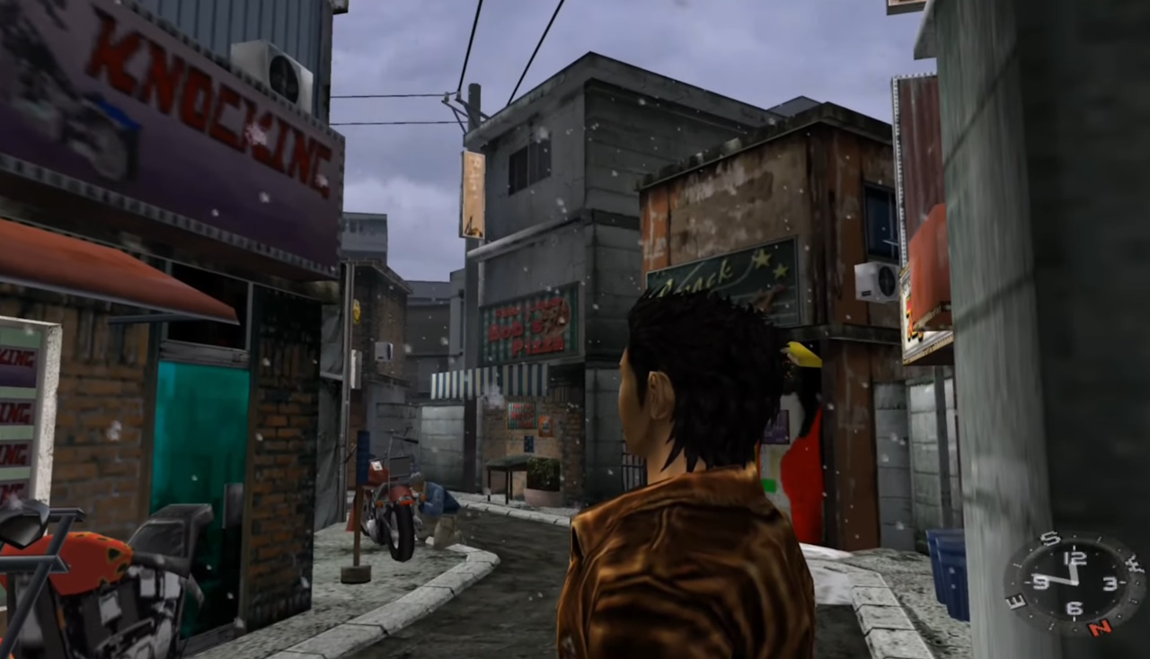 Screenshot of Shenmue I showing Ryo in Dobuita.