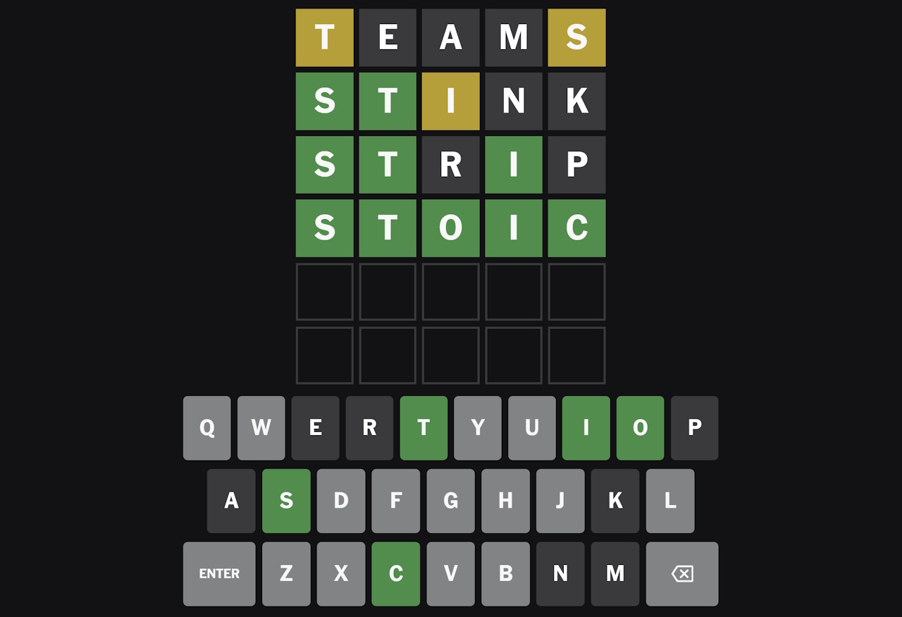 Screenshot of the browser game Wordle.