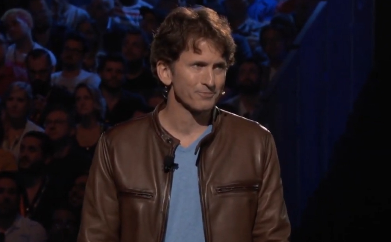 Still frame from the Bethesda Games event in June 2018 showing Todd Howard.