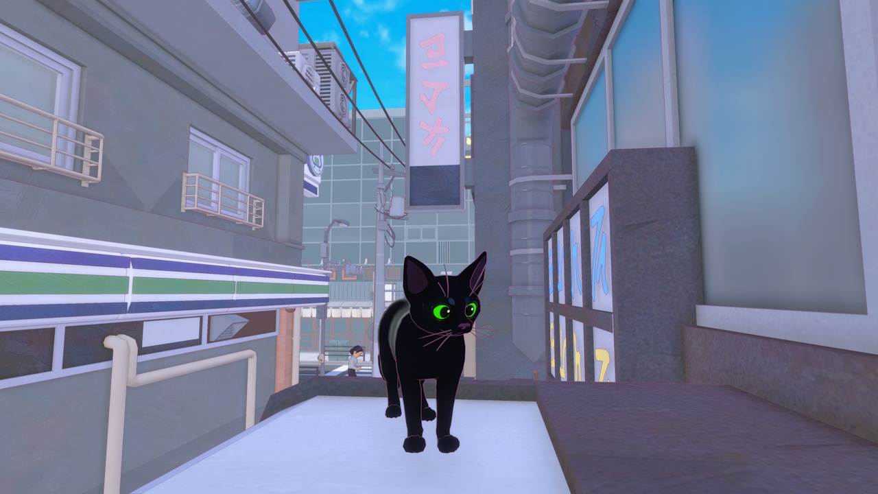 Screenshot of Little Kitty, Big City showing the feline protagonist on a rooftop.