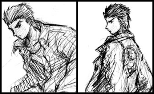 Concept art for Shenmue (1999) showing two sketches of Ryo.