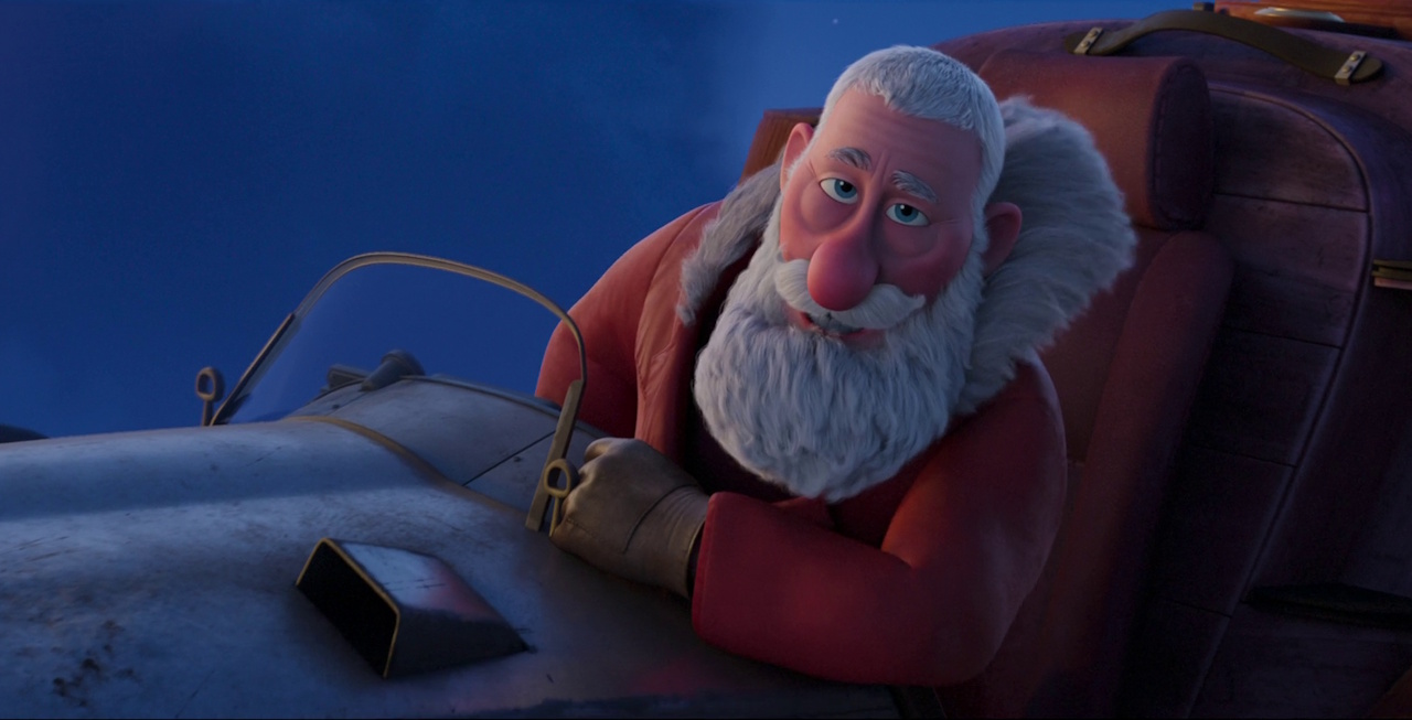 Still frame from That Christmas showing Santa on his sleigh at the end of the film.