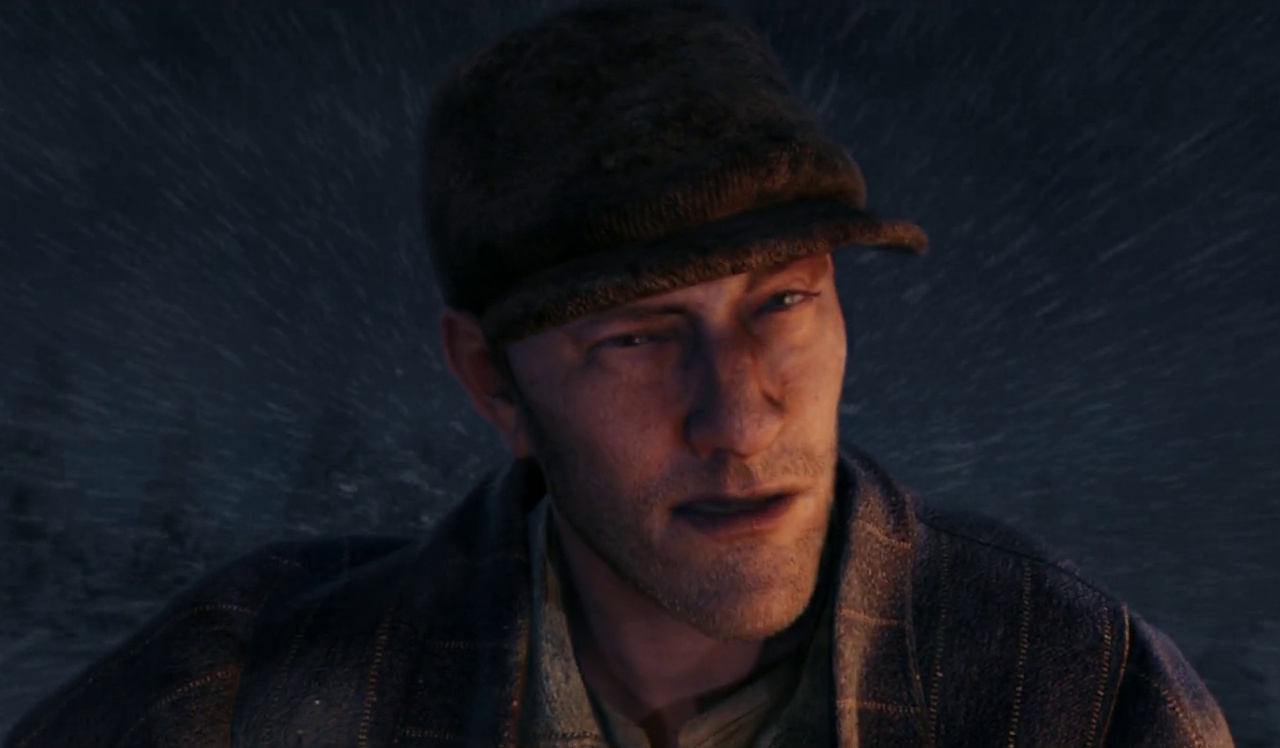 Still frame from The Polar Express showing the hobo.