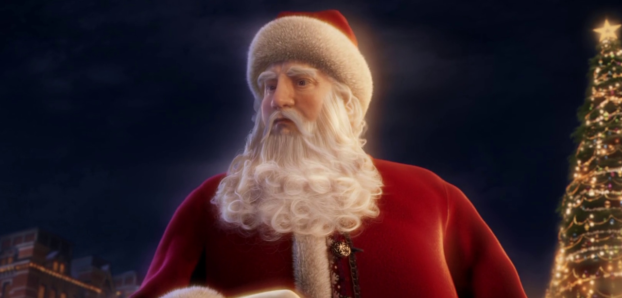 Still frame from The Polar Express showing Santa Claus.