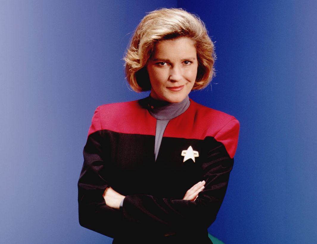 Promotional photo of Kate Mulgrew as Captain Janeway.