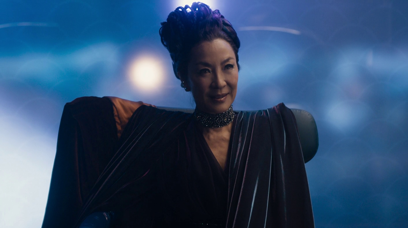 Still frame from Star Trek: Section 31 (2025) showing Empress Georgiou on her space station.