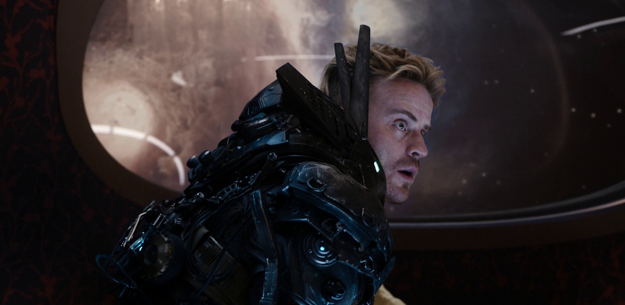 Still frame from Star Trek: Section 31 (2025) showing Zeph in his mechanical suit.