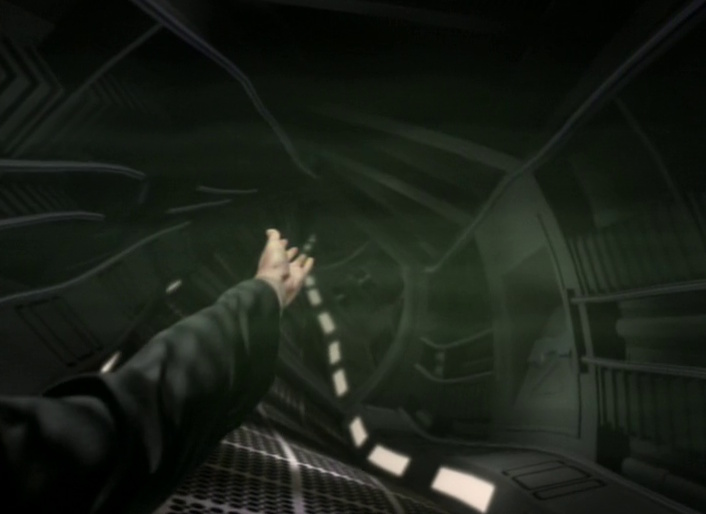 Still frame from Star Trek: Voyager showing a spacial distortion.